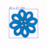 Kleurrijke Blauwe Houten Bloemknoop - 20x21 mm Knopen KNP00054